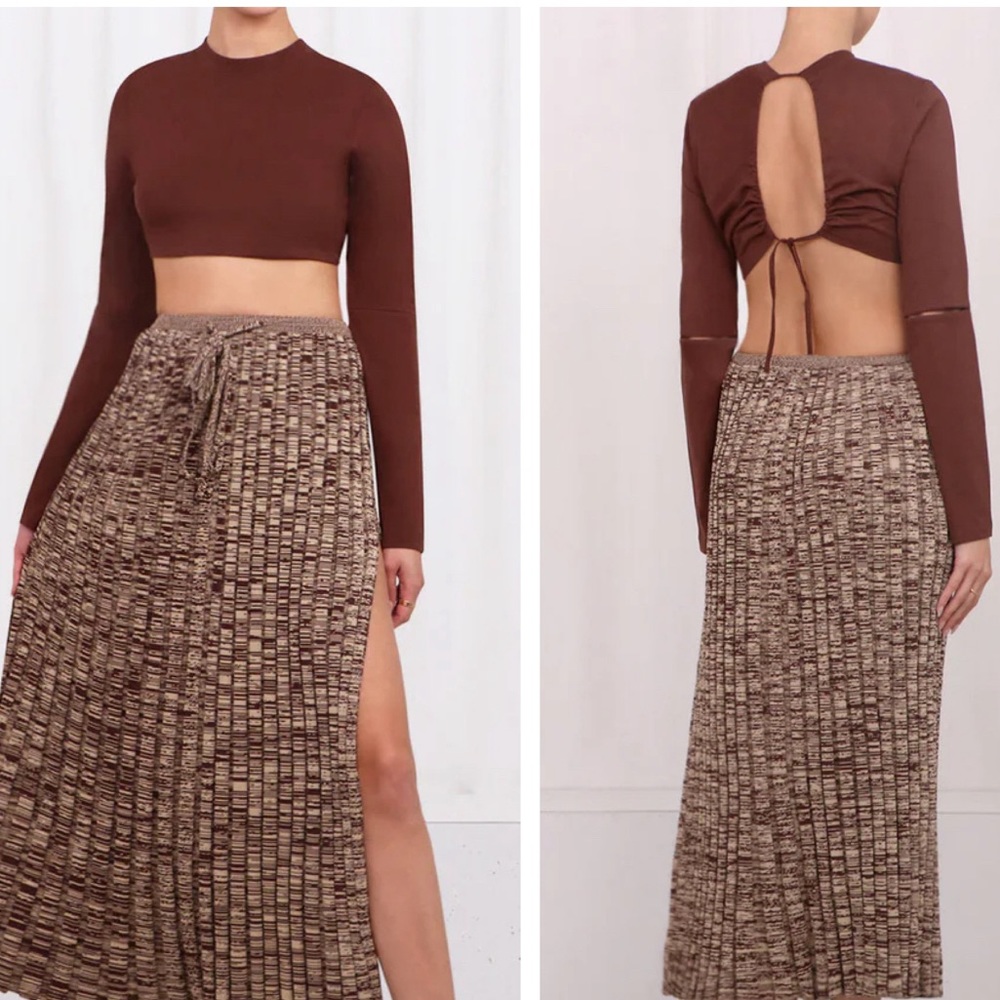 NWT Jacquemus Brown Crop Piccola Long Sleeve Top